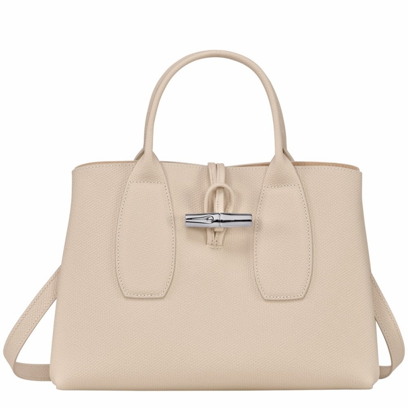 Nude Longchamp Roseau M Women's Handbags
